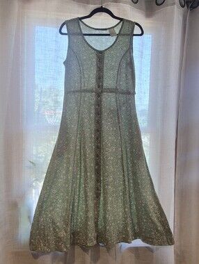 Light Green Floral Sleeveless A-Line Dress